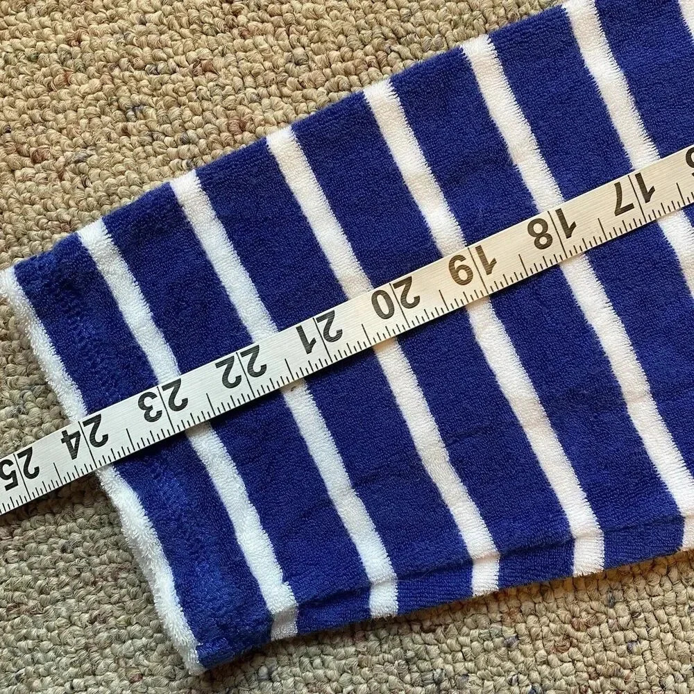 CJ Banks 1X Hoodie Sweater Jacket 1/4 Zip White Blue Striped Terry Cloth Comfort - Picture 3 of 8